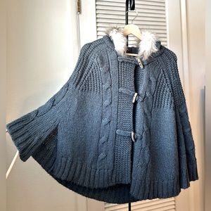 Loft faux fur hooded poncho in gray XS/S